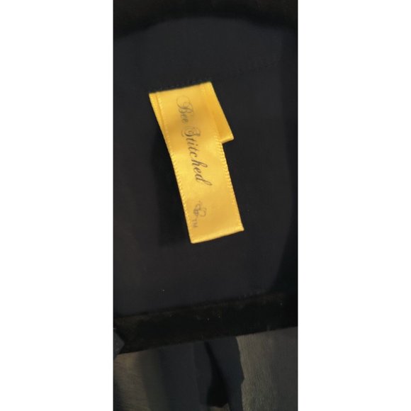 BEE STITCHED NAVY SHEER LIGHT WEIGHT POCKET BLOUSE SHIRT WOMENS SIZE LARGE L - Picture 6 of 10